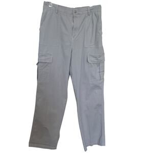 Faded Rose Essentials Women's Pull Up Baggy Cargo Pants Light Gray Size Large